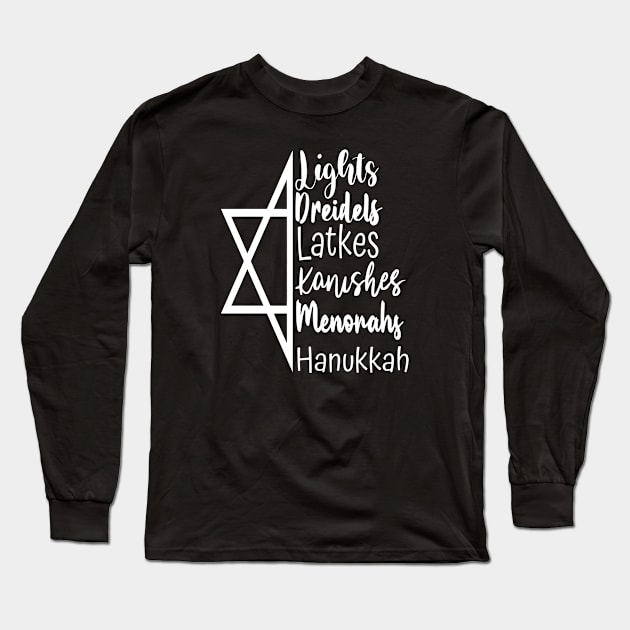 Happy Hanukkah Jewish Holiday Hanukkah Long Sleeve T-Shirt by Shaniya Abernathy